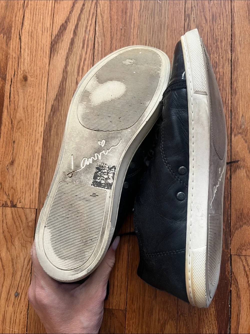 Lanvin Black Low-Profile Lace-Up Sneakers with Gloss Toe